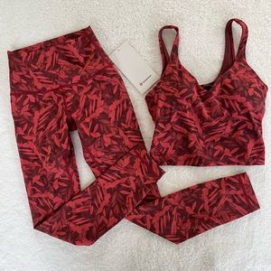 Lululemon Wunder Under HR Tight 25” w/ Matching Align Tank. Size 2 Maroon Palms
